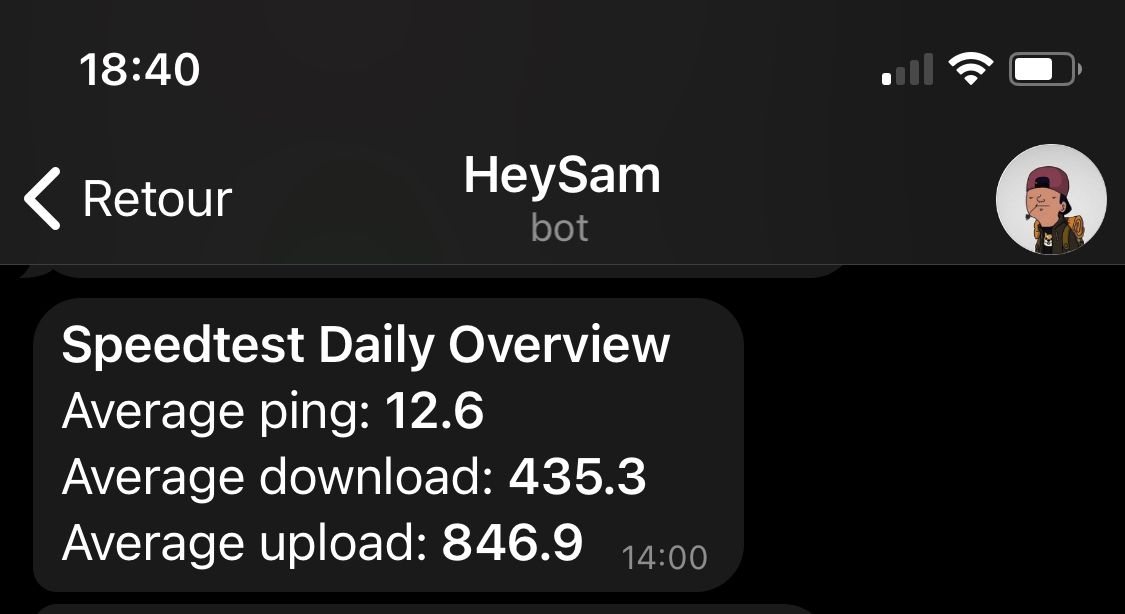 Docker - Des notifications sur mon moniteur SpeedTest
